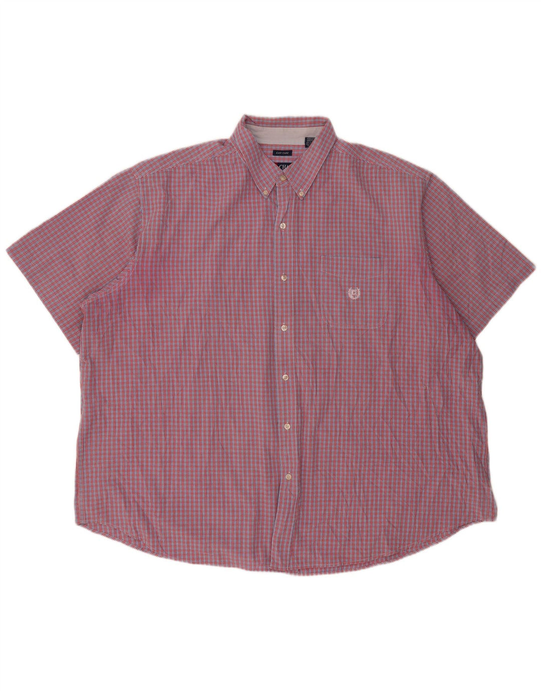Camisa masculina de manga curta Chaps Easy Care 4XL algodão xadrez vermelho