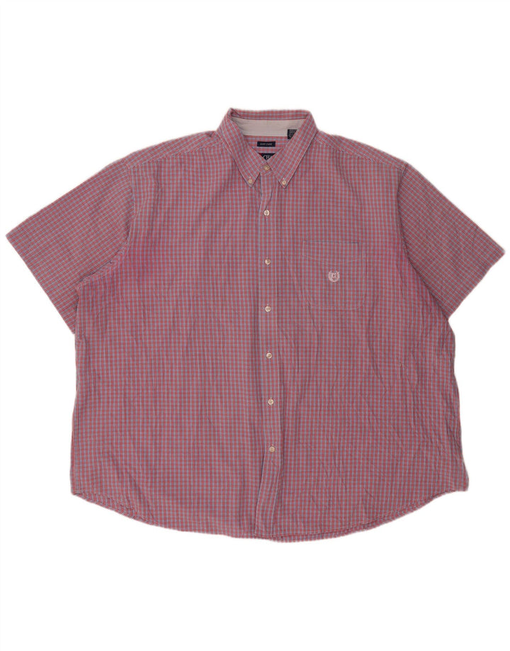 Camisa masculina de manga curta Chaps Easy Care 4XL algodão xadrez vermelho