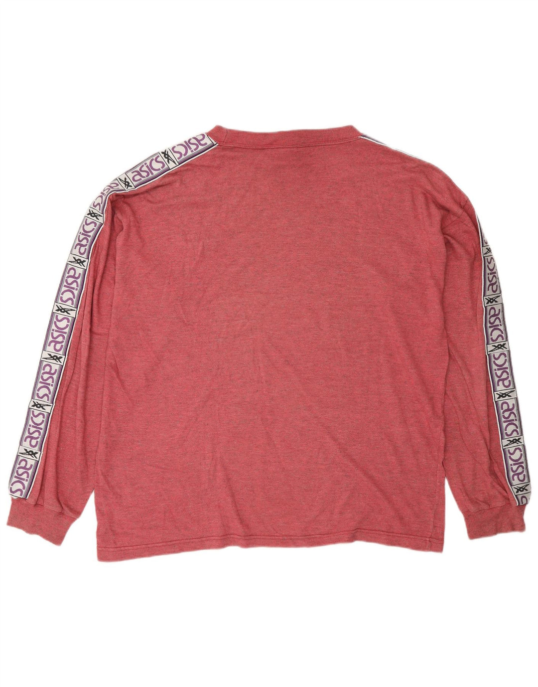 Asics Mens Graphic Top Manga Longa XL Vermelho Colorblock Algodão