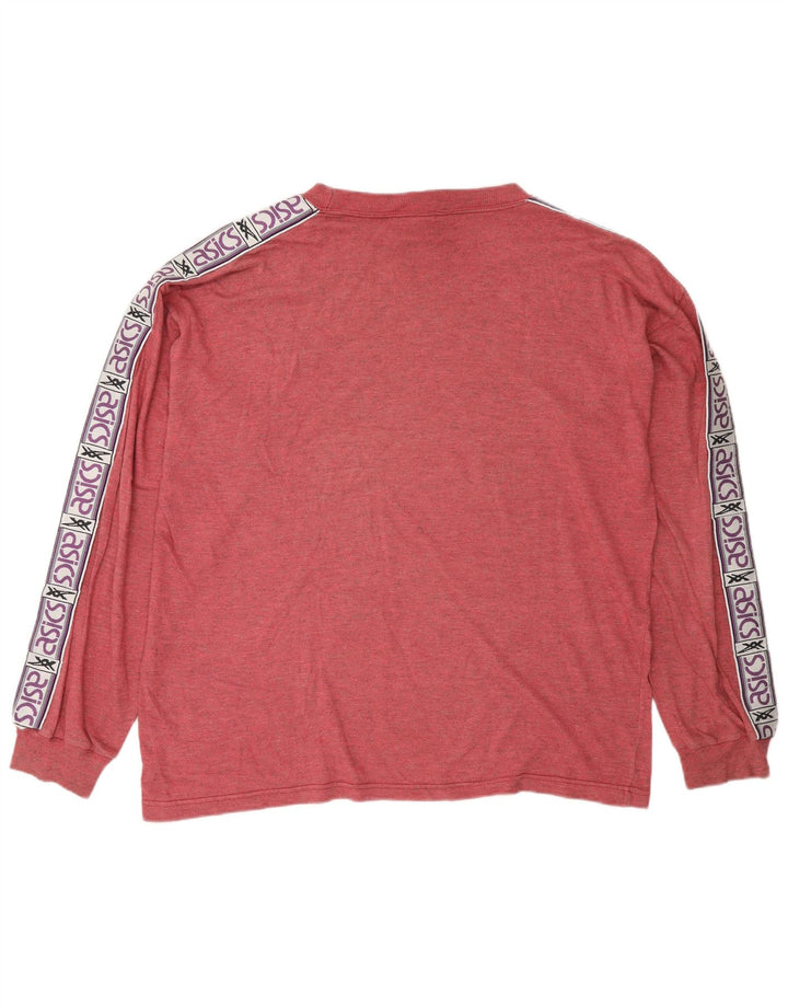 Asics Mens Graphic Top Manga Longa XL Vermelho Colorblock Algodão