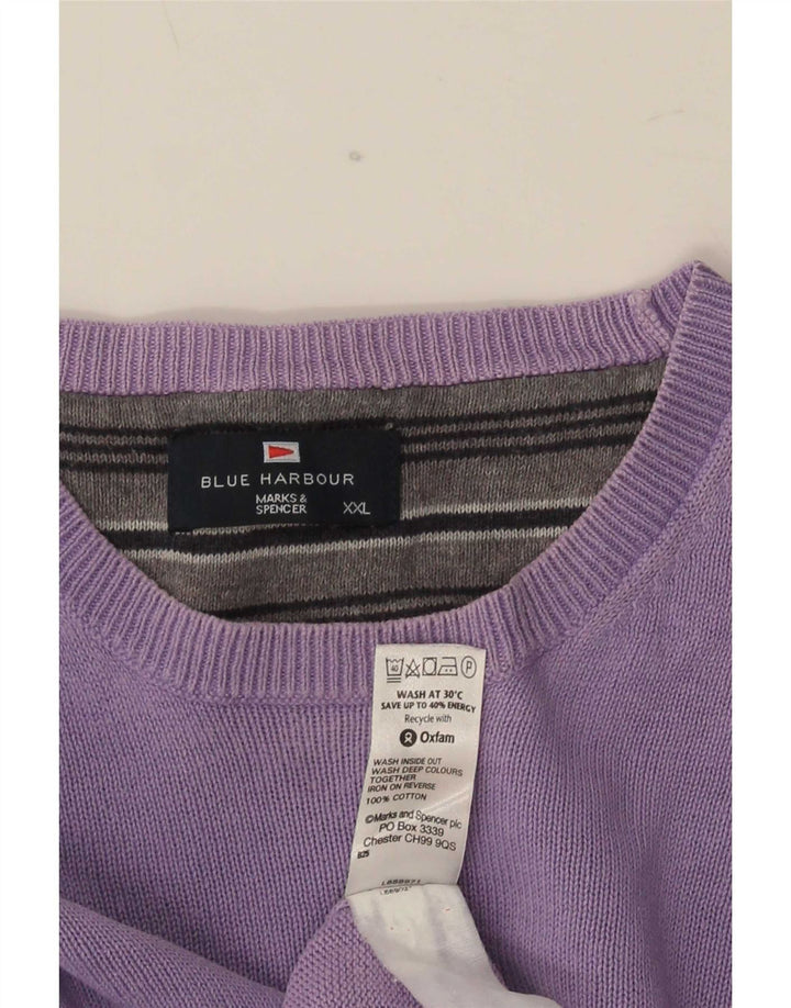 Suéter masculino Marks & Spencer Blue Harbor com gola redonda 2XL roxo