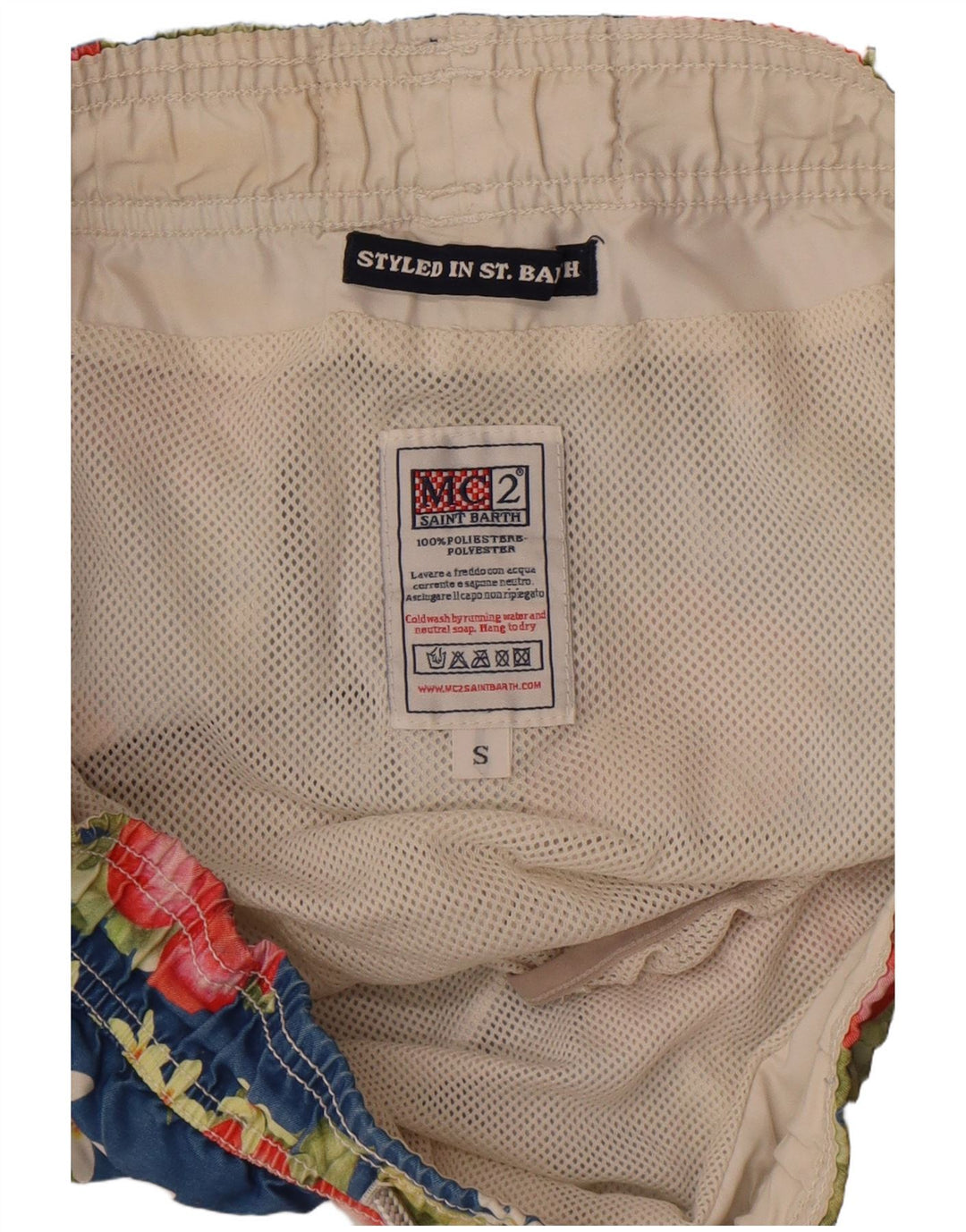 Shorts de natação masculino Saint Barth pequeno poliéster floral azul