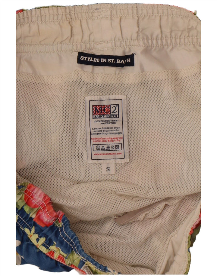Shorts de natação masculino Saint Barth pequeno poliéster floral azul