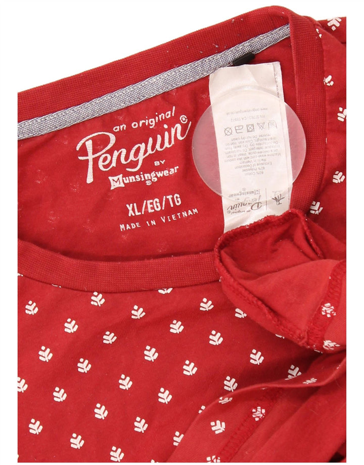 Camiseta masculina Penguin Top XL algodão manchado vermelho
