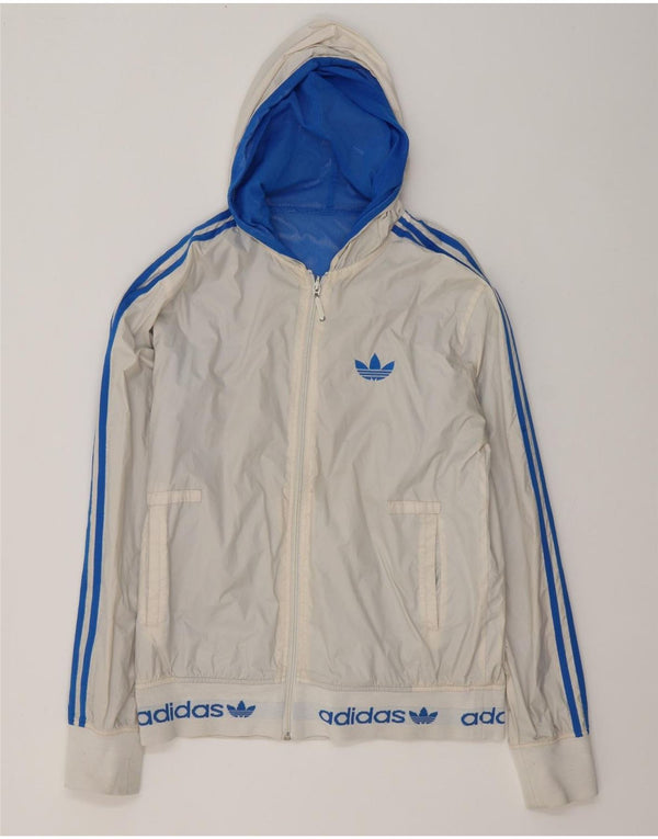 Jaqueta masculina Adidas Graphic com capuz reversível UK 38 Medium White Colourblock