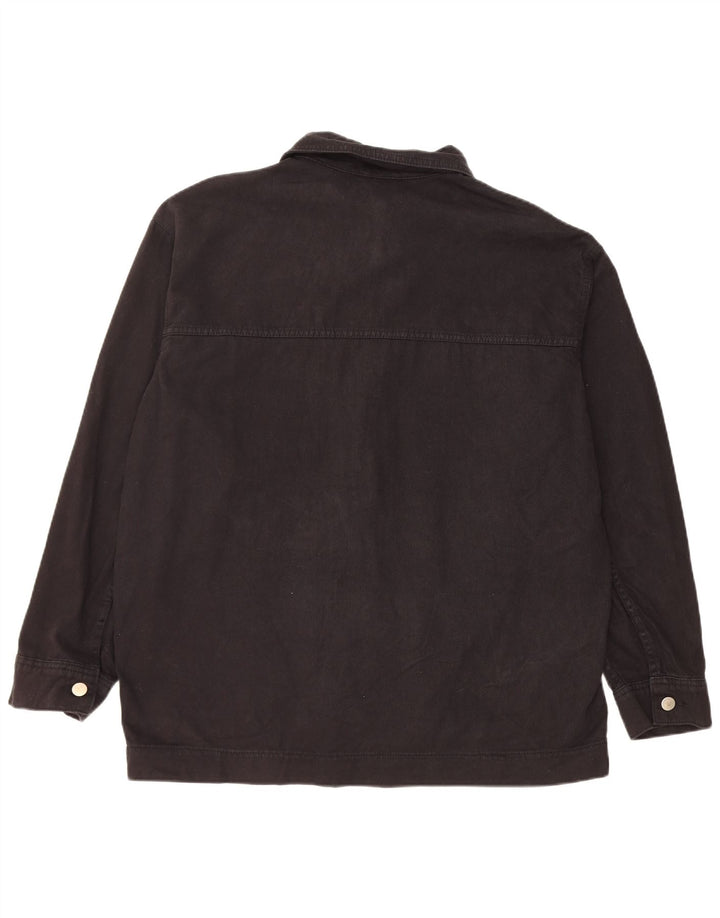Jaqueta jeans feminina superdimensionada Topshop Reino Unido 16 grande algodão preto