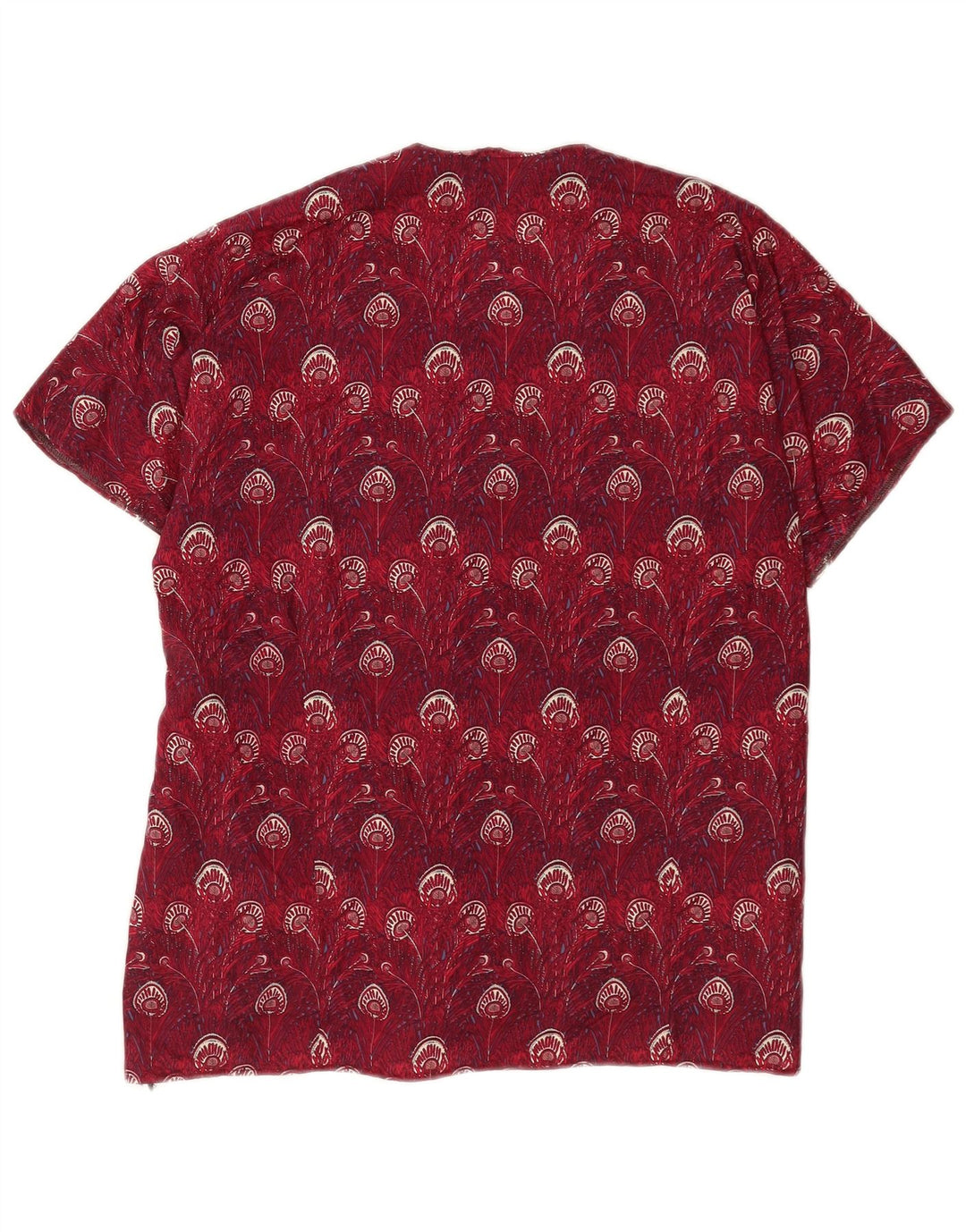 Blusa feminina vintage com padrão abstrato Reino Unido 14 grande Borgonha