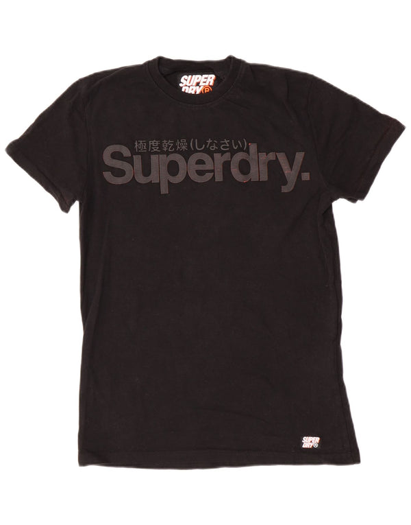 Superdry Camiseta masculina gráfica top pequeno algodão preto