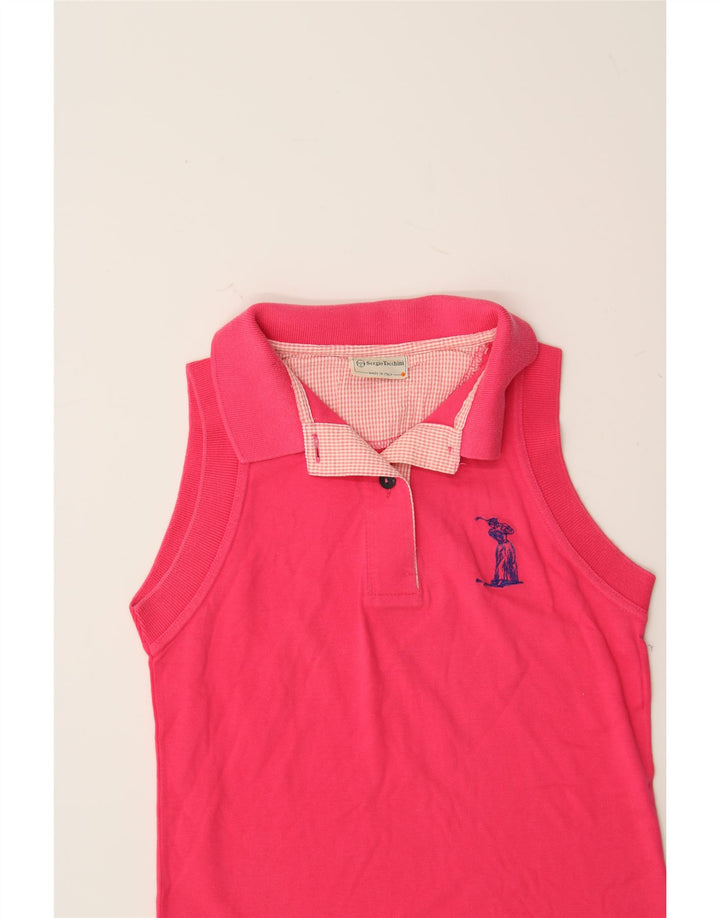 SERGIO TACCHINI Girls Sleeveless Polo Shirt 9-10 Years Pink Vintage Sergio Tacchini and Second-Hand Sergio Tacchini from Messina Hembry 