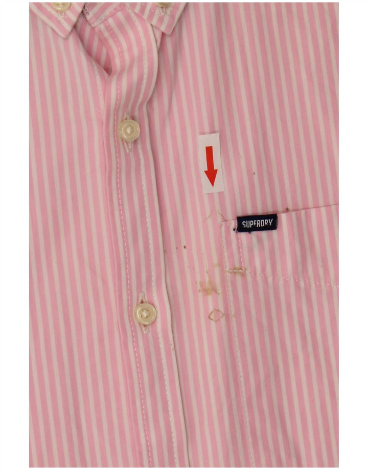 Camisa masculina de manga curta Superdry grande algodão listrado rosa