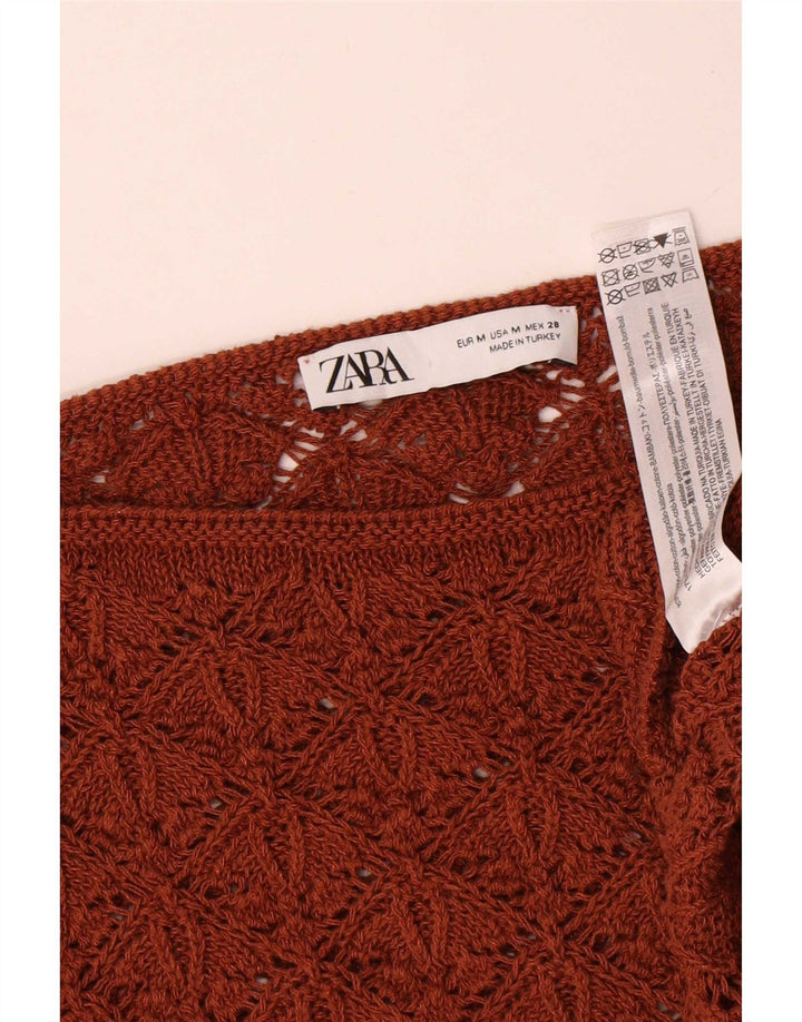 Zara Suéter feminino oversized com gola canoa e gola redonda Reino Unido 14 médio marrom