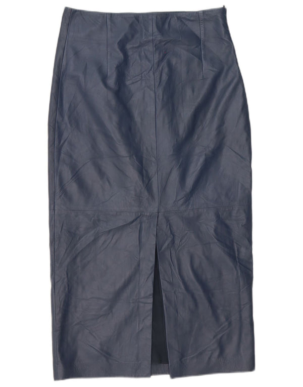 Saia de couro feminina vintage média W28 azul marinho