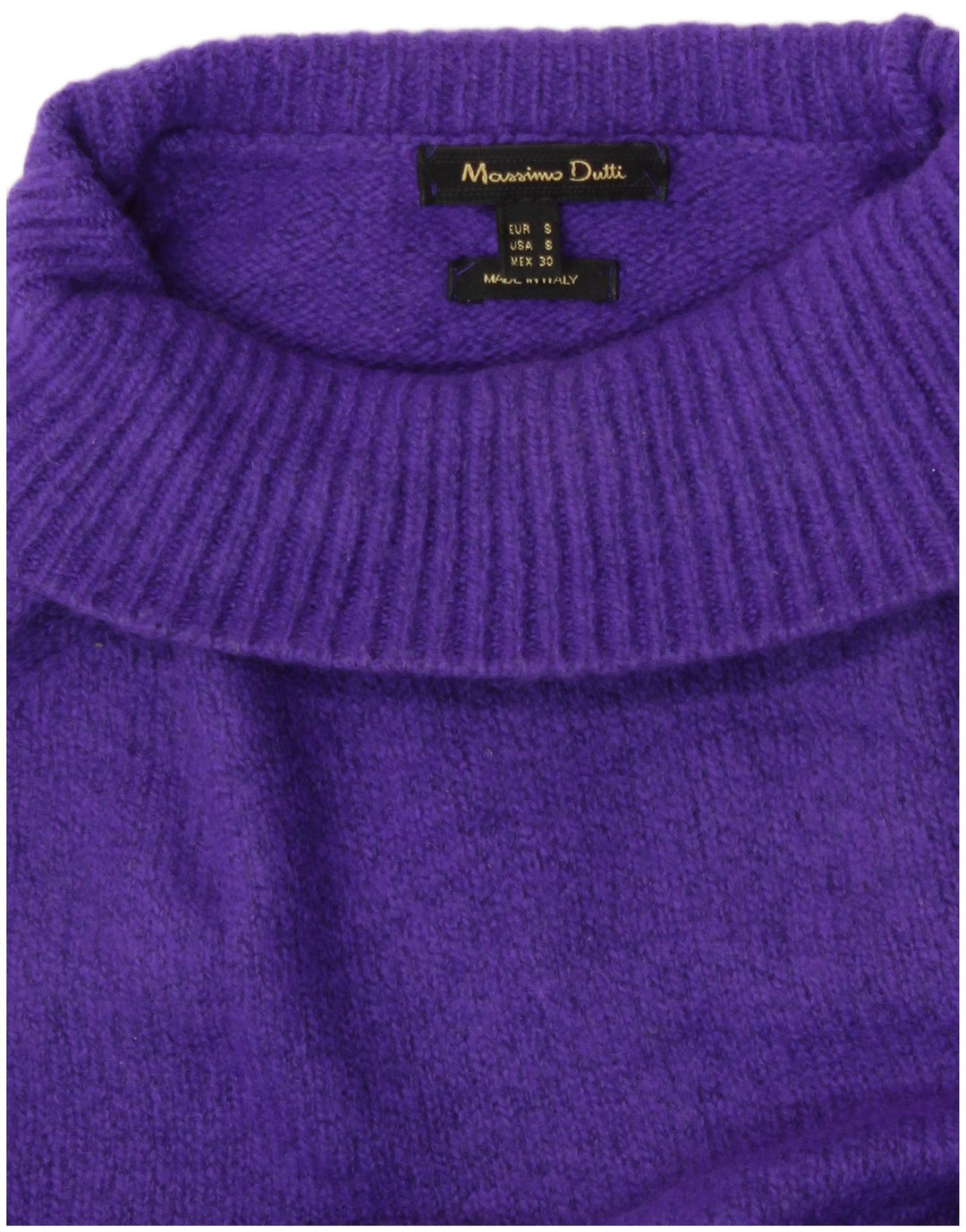 Suéter feminino Massimo Dutti com gola redonda grande Reino Unido 10 pequeno roxo