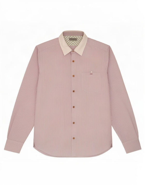 Camisa masculina Ted Baker tamanho 3 algodão listrado roxo médio