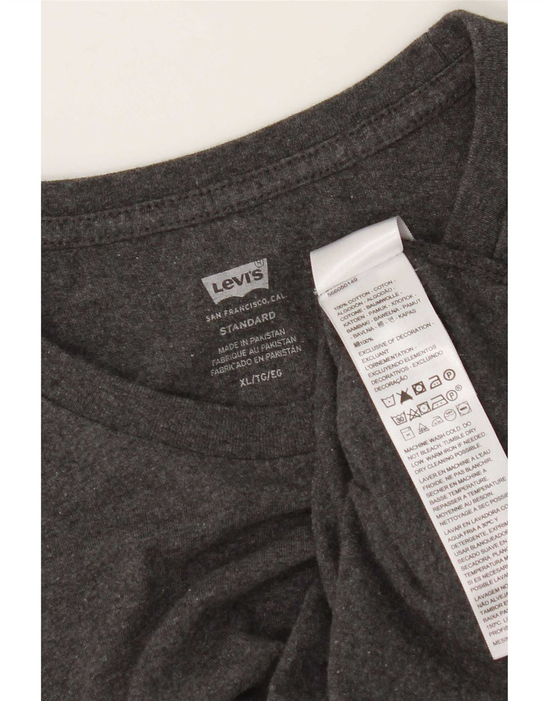 Camiseta masculina padrão Levi's Top XL algodão cinza