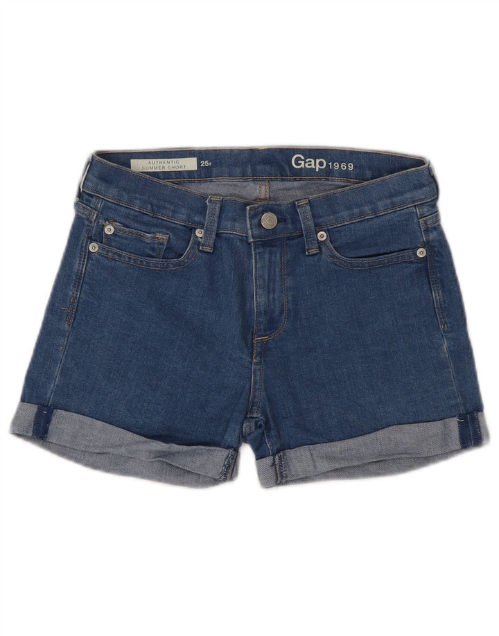 Shorts jeans feminino Gap EUA 0 XS W25 algodão azul