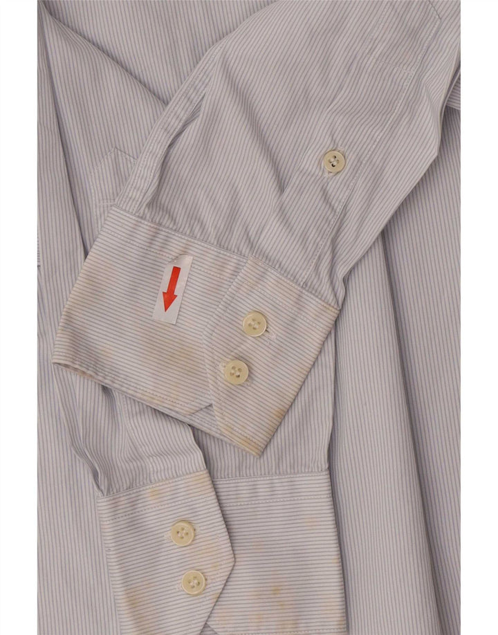 Camisa masculina casual Massimo Dutti de algodão listrado azul médio