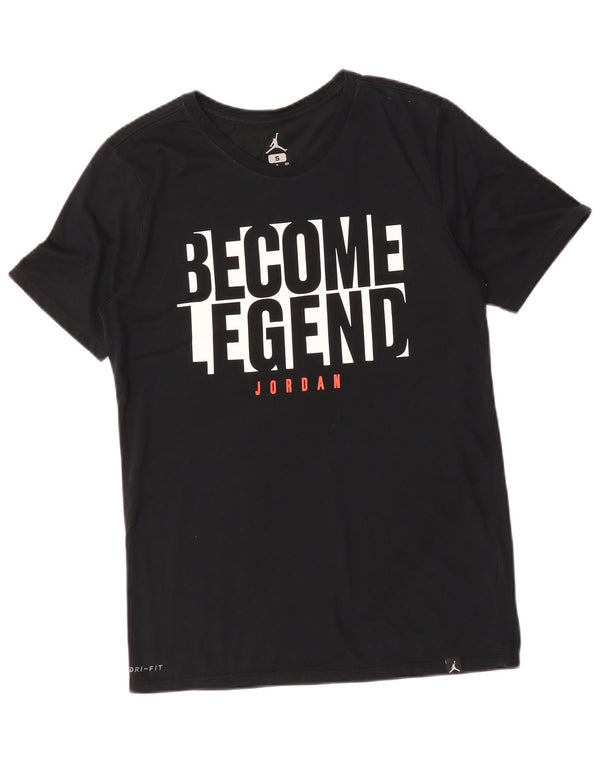 Camiseta masculina Jordan Dri Fit com estampa gráfica pequena de algodão preto