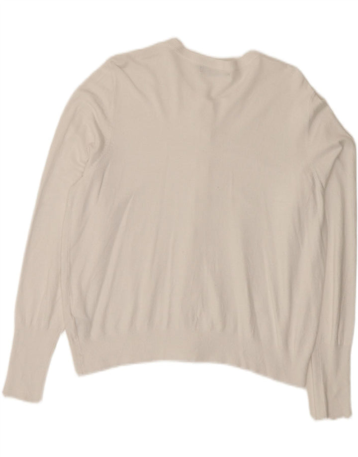 Suéter cardigã feminino Marks & Spencer Reino Unido 18 XL viscose branca
