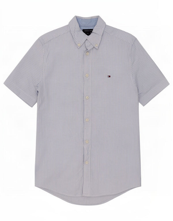 Camisa masculina de manga curta Tommy Hilfiger XS azul risca de giz algodão