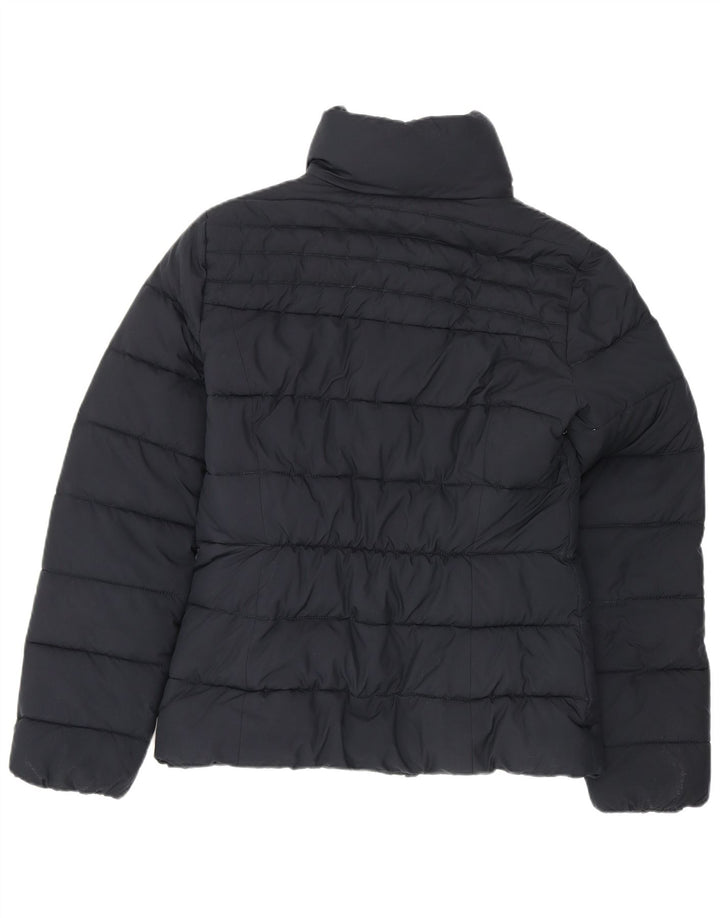 Jaqueta acolchoada Sherpa feminina Hollister Reino Unido 10 poliéster azul marinho pequeno