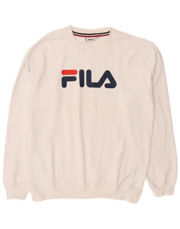 Fila Mens Graphic Moletom Jumper Médio Algodão Branco