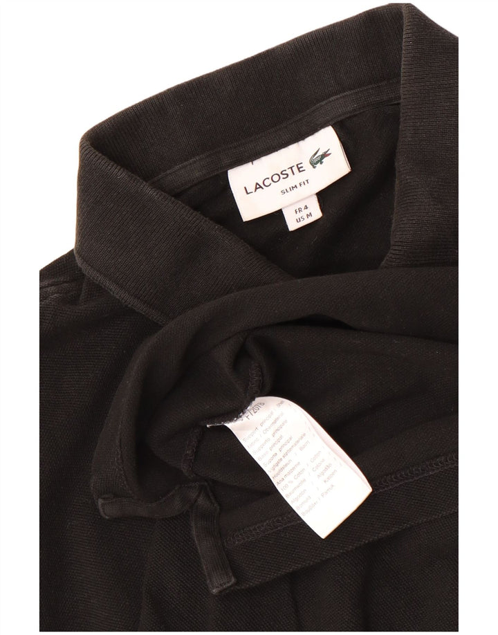 Camisa polo masculina Lacoste Slim Fit tamanho 4 médio algodão preto