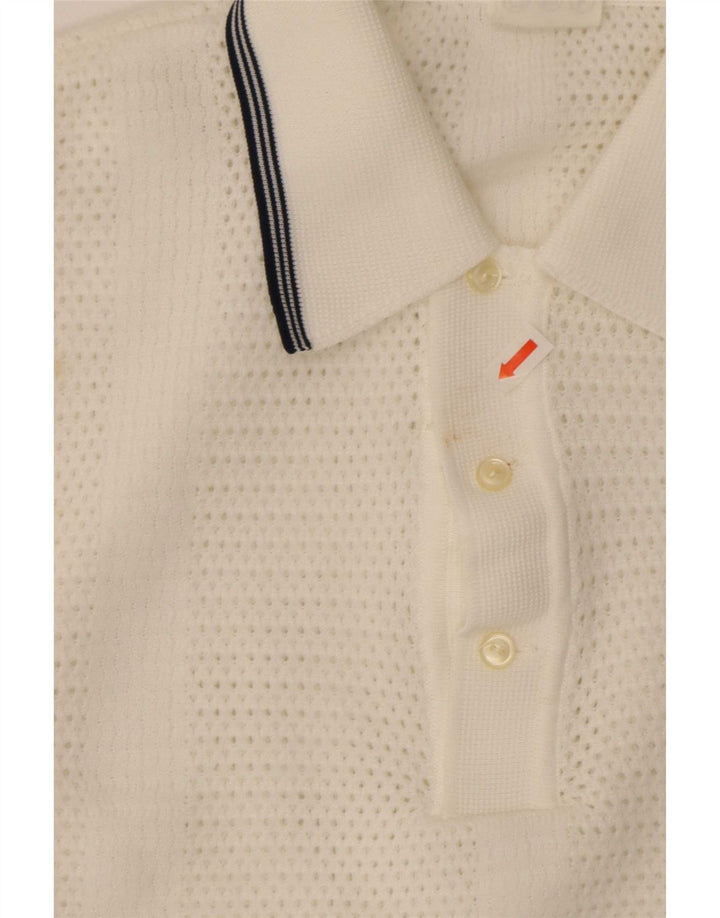 Suéter masculino Trevira de manga curta com gola polo, grande poliéster branco