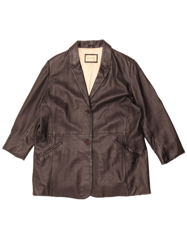 Jaqueta feminina de couro superdimensionada Essence Reino Unido 18/20 XL couro preto