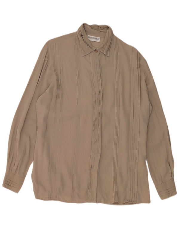 Blusa feminina Pancaldi & B Reino Unido 16 grande seda cinza