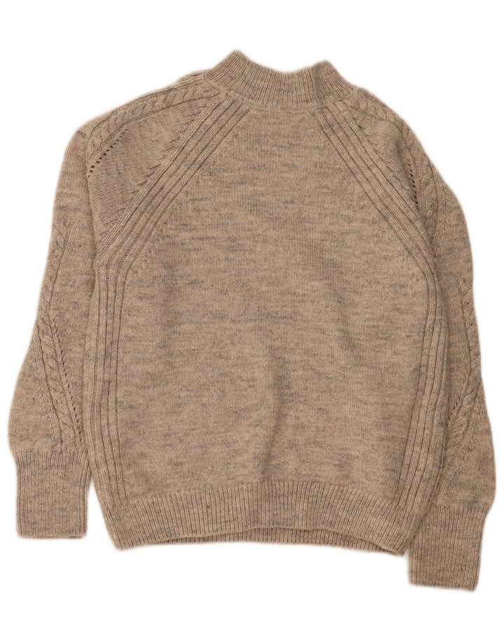Suéter feminino Marks & Spencer com gola tartaruga Reino Unido 10 pequeno bege