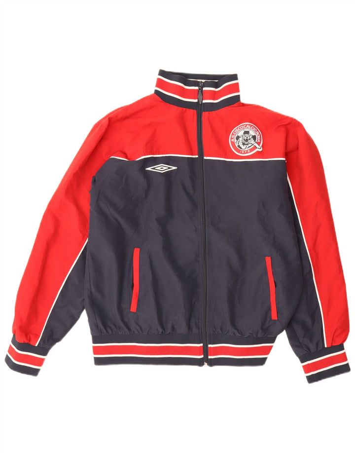 Jaqueta masculina de agasalho gráfico Umbro grande bloco colorido azul marinho