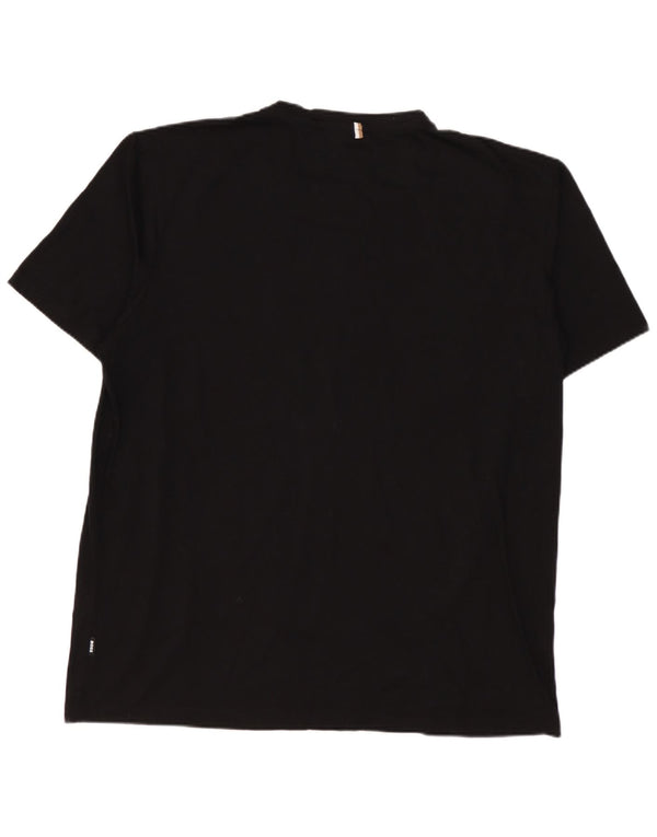 Hugo Boss Mens Slim Fit Camiseta Top Grande Algodão Preto