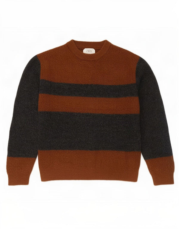 Suéter Zara Boys com gola redonda 13-14 anos marrom colorido bloco acrílico