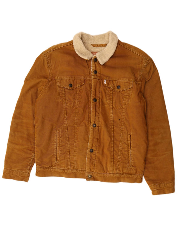 Jaqueta masculina de veludo Sherpa Levi's UK 42 XL algodão marrom