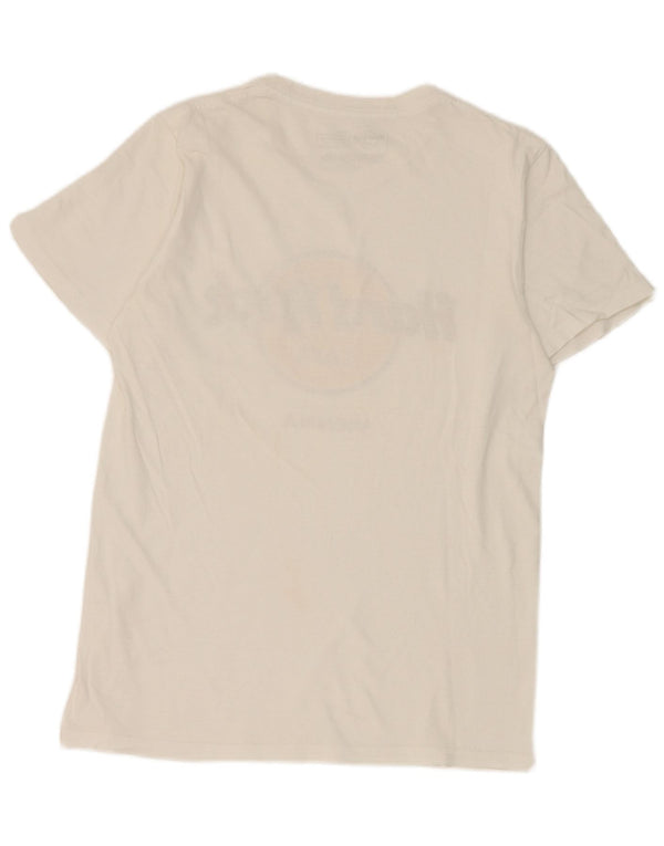 Camiseta masculina Hard Rock Cafe Vienna com estampa gráfica pequena de algodão branco