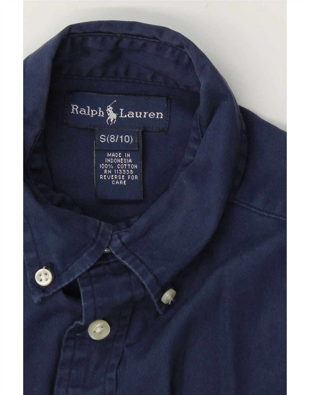 Camisa masculina Ralph Lauren 8-9 anos pequena algodão azul marinho