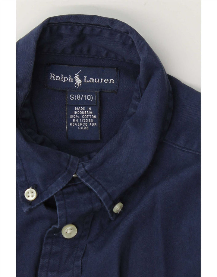 Camisa masculina Ralph Lauren 8-9 anos pequena algodão azul marinho