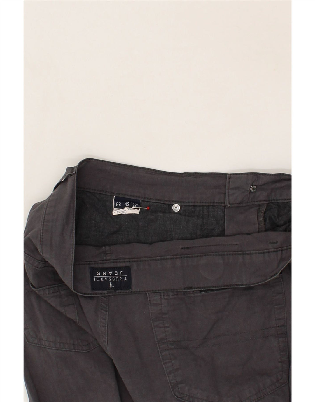 TRUSSARDI Mens Straight Casual Trousers W40 L30 Grey Cotton Vintage Trussardi and Second-Hand Trussardi from Messina Hembry 