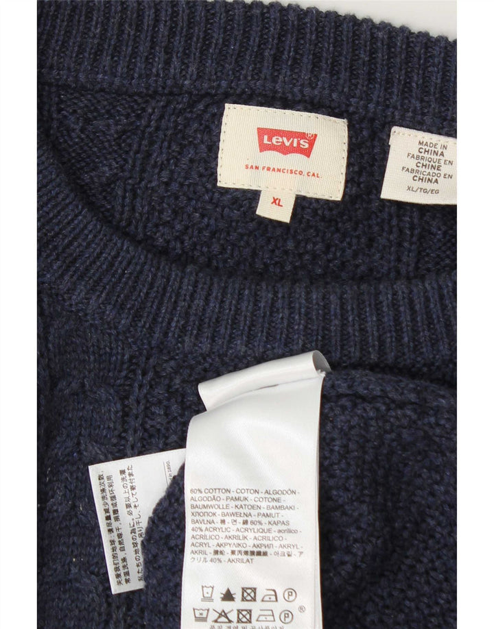 Suéter masculino Levi's com gola redonda XL algodão azul marinho