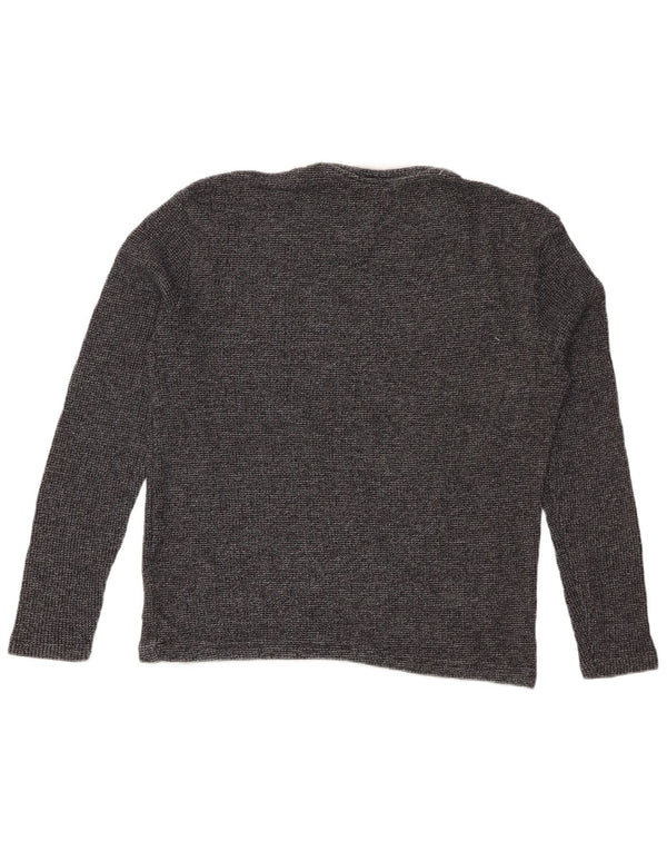 Top feminino ZARA de manga comprida UK 14 algodão manchado cinza médio