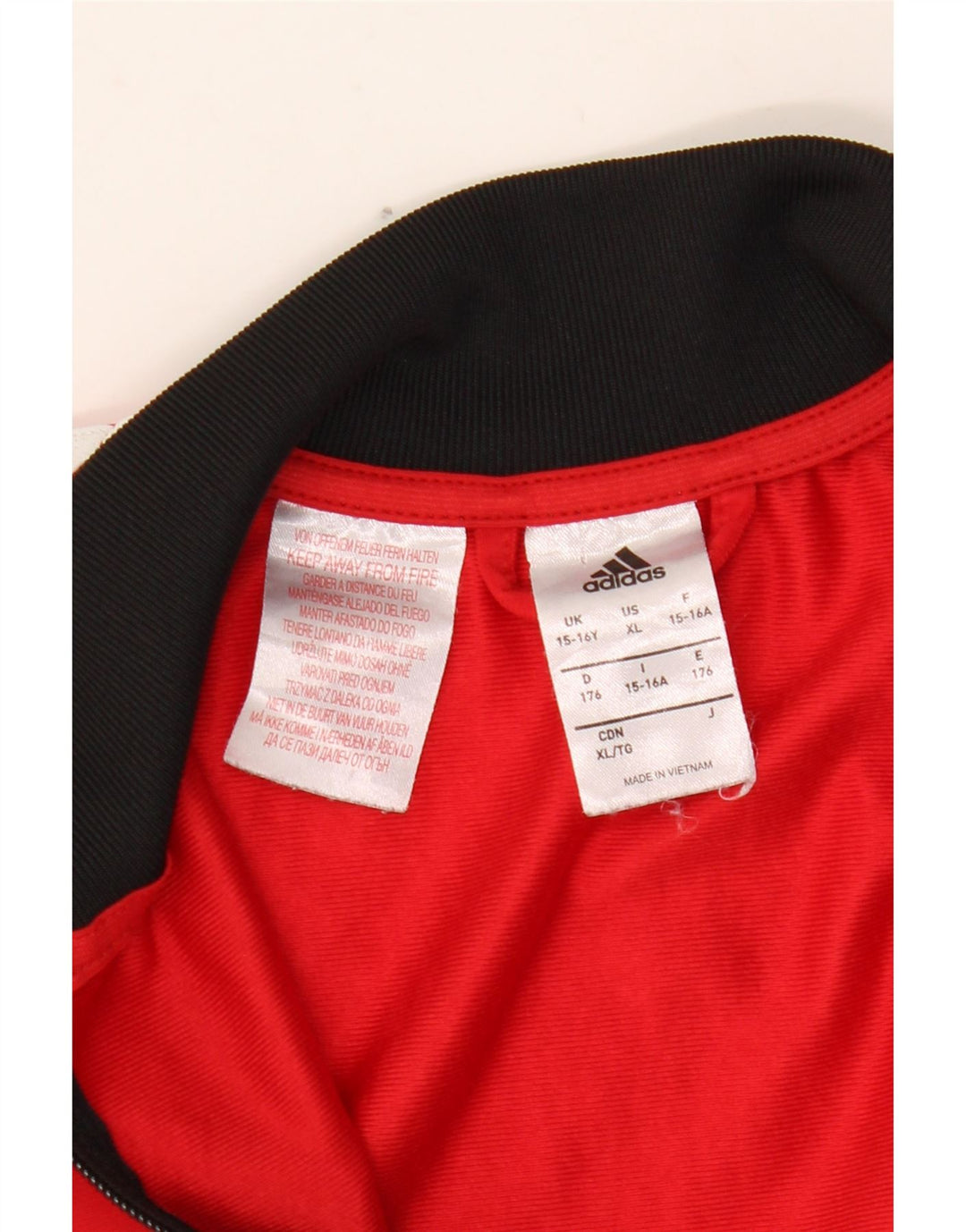 ADIDAS Meninos Tracksuit Top Jacket 15-16 Anos Vermelho Colorblock