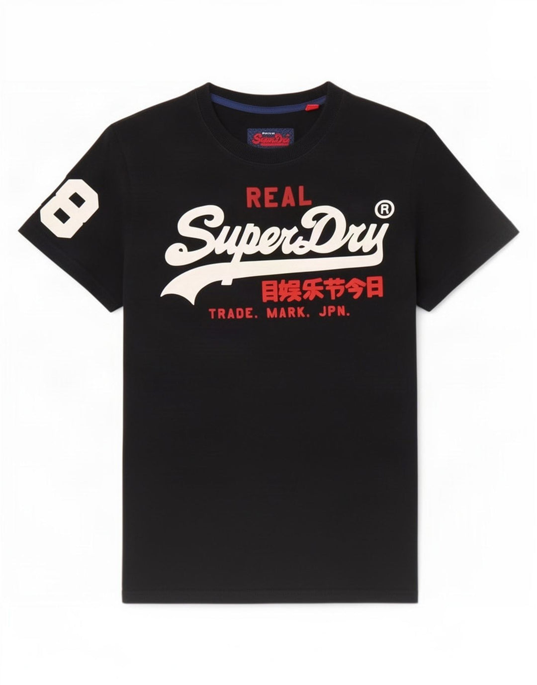 Camiseta gráfica masculina Superdry Top médio algodão preto