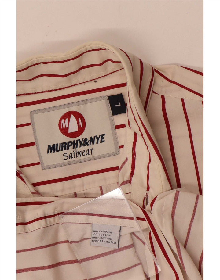 Camisa masculina Murphy & Nye grande de algodão risca de giz branco