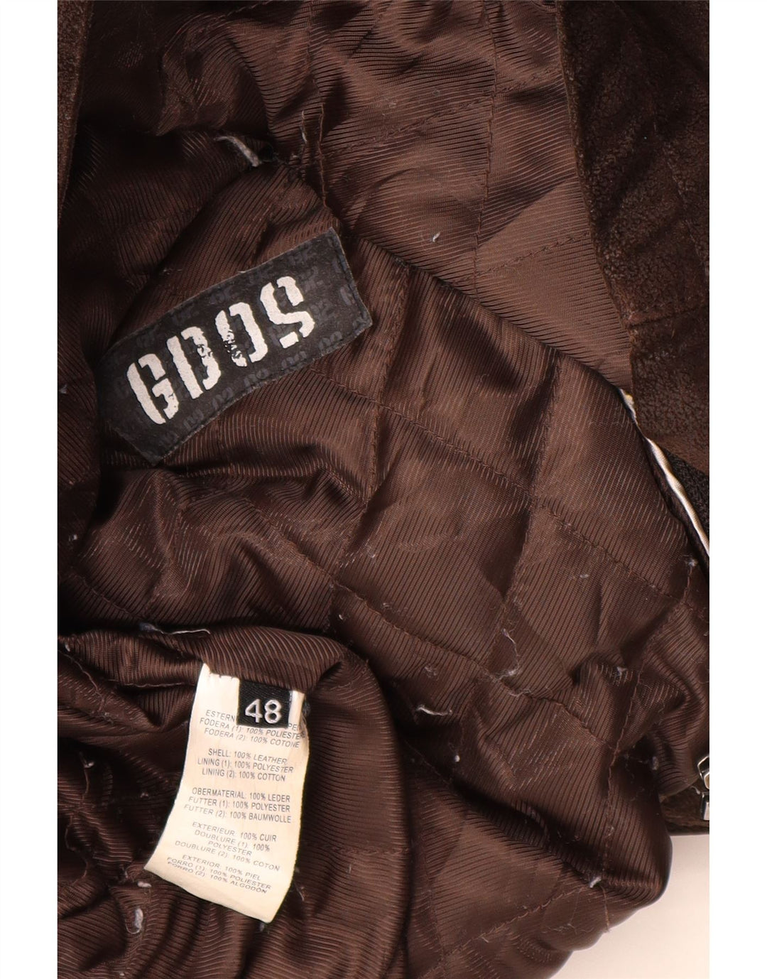 Casaco de couro masculino vintage IT 48 couro marrom médio