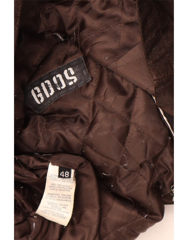 Casaco de couro masculino vintage IT 48 couro marrom médio