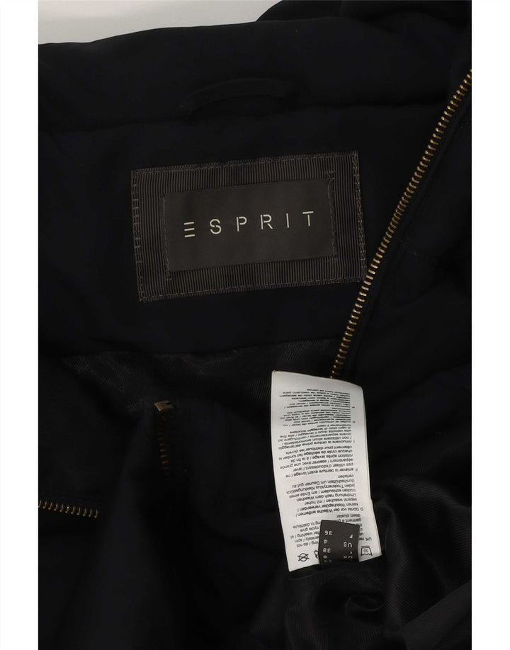 Jaqueta acolchoada com capuz feminina Esprit UK 8 poliéster azul marinho pequeno