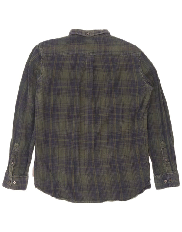Camisa masculina de flanela French Connection grande algodão xadrez verde