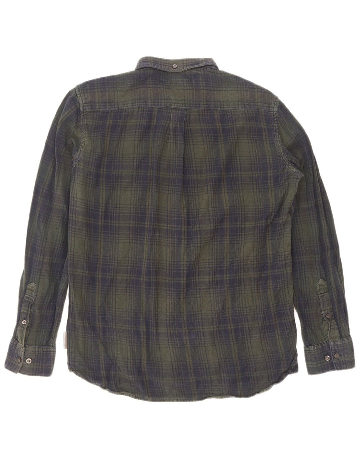 Camisa masculina de flanela French Connection grande algodão xadrez verde