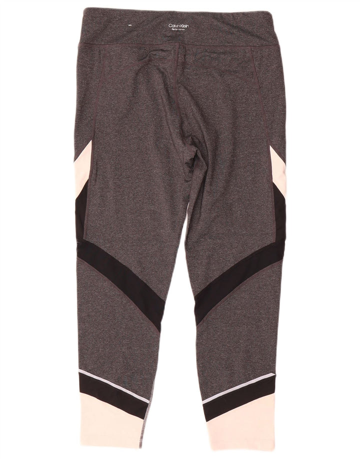 Calça legging feminina Calvin Klein UK 16 grande cinza colorblock